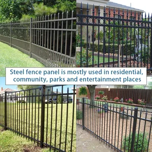 Panneau de clôture et portail en métal galvanisé personnalisé de 6 pieds clôture de jardin en métal noir clôture extérieure en acier