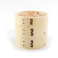 10 HQ-Cesta De Bambú Y Vaporizador De 14 Pulgadas Con Procesador De Alimentos Dim Sum Essentials