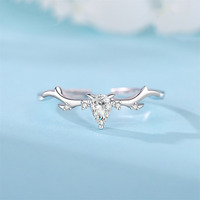 925 argent Sterling réglable bois ouvert anneau goutte d'eau Zircon pierre précieuse Simple personnalisé pour la fête de mariage cadeau de noël