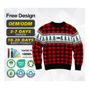 Pull en laine de coton à motif jacquard vintage à carreaux, logo personnalisé, fabrication de pulls, pull épais pour homme, pull d'hiver - Product Image 2