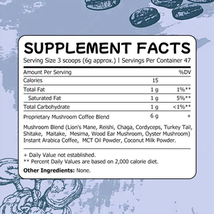 OEM ODM Mushroom Coffee Powder with Mushroom Blend Instant Arabica Coffee Support Gut Brain Health Energy Immunity Focus Mood - Product Image 2