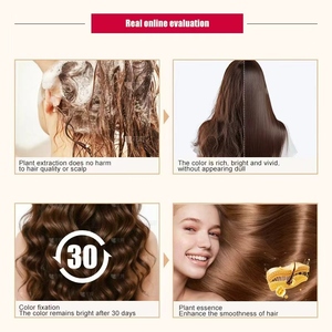 Venta al por mayor 100 ML sin amoníaco marrón oscuro de larga duración a base de hierbas negro tinte para el cabello champú pasta de esencia verde - Product Image 4