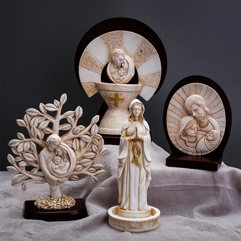 KOMI Creative Resin Crafts Holy Relics Baptism Portrait Statues Desk Ornaments Religious Polyresin Home Decorations