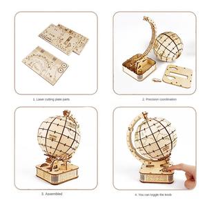 3D <span class=keywords><strong>globo</strong></span> di legno Puzzle giocattolo da te meccanico assemblare blocco da costruzione Set mappa del mondo regalo per gli adolescenti terra modello di legno naturale - Product Image 4