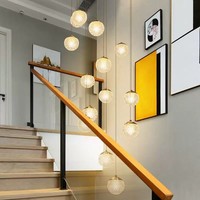 Lustre LED en acrylique de luxe, lampe suspendue, finition or/chrome, hauteur réglable, pour villa, escalier, restaurant