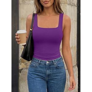 Débardeurs courts pour femmes à double doublure en Spandex et Polyester, respirants, tricotés, vêtements d'été tendance 2026 - Product Image 5