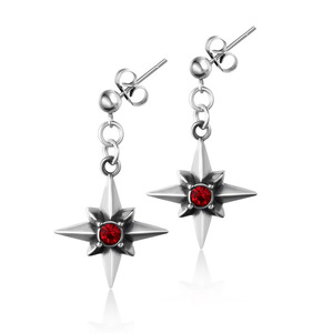 Elegantes Pendientes de Estrella de Acero de Titanio con Circonita Roja CF097 - Product Image 1