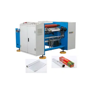 Máquina de corte e rebobinamento semiautomática de filme plástico de folha de alumínio para rolo de papel de fábrica