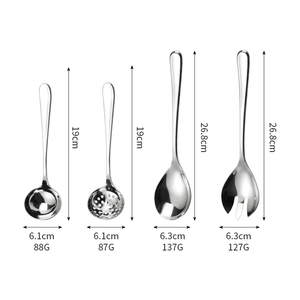 Ensemble d'ustensiles de cuisine en acier inoxydable - Ensemble de cuillères à soupe fendues et de cuillères de service, vaisselle polie miroir pour <span class=keywords><strong>la</strong></span> maison/<span class=keywords><strong>restaurant</strong></span> - Product Image 2