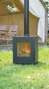 Estufa de Leña Moderna Independiente de Hierro Fundido con Calentador de Agua para Uso en Interiores de Casas Rurales, Villas y Granjas, Estilo Elegante para el Hogar - Product Image 2