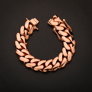 Atacado: Corrente e Pulseira Miami Cuban Link de 10mm-22mm em Latão Rosa Dourado – Joias Hip Hop para Homens e Mulheres - Product Image 3