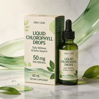 OEM ODM Gouttes de chlorophylle liquide saveur menthe Détox quotidienne Soutien immunitaire et cutané 60ml Marque privée