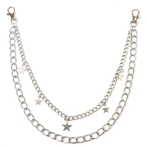 Chaîne de pantalon double couche en métal Yueli avec pendentif étoile en alliage de zinc, chaîne de taille unisexe pour usage quotidien - Product Image 5