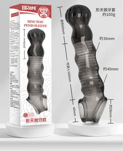 Extensor de Pene de Silicona con Diseño Transparente, Texturizado, Impermeable y con Puntos - Product Image 6