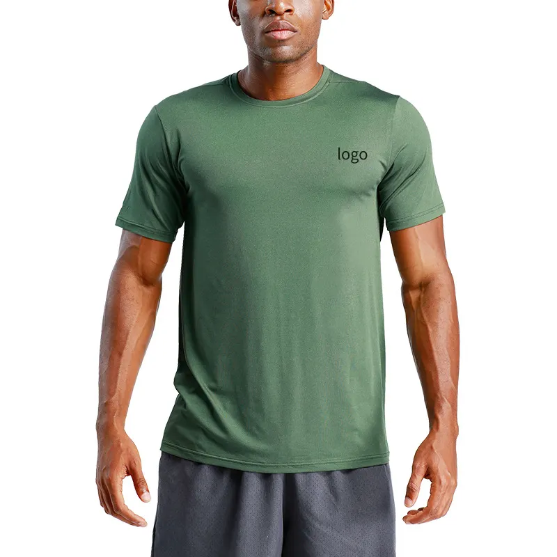Sports Gym T Shirts Men Short Sleeve T-Shirt Stretch Tops Workout Fitness Training Running Shirts