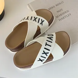 XIXITIAO PVC 두꺼운 솔 샌들 신발 슬라이드 캐릭터 여름 슬리퍼 미끄럼 방지 고무 비치 슬리퍼 크로스 스트랩 슬리퍼