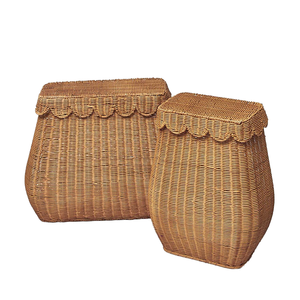 Cestas de Almacenamiento Rectangulares Modernas Tejidas a Mano, Ecológicas, con Borde Ondulado, de Papel, Cuerda, Paja, Bambú, Ratán, para Frutas, Picnic, Escritorio - Product Image 4