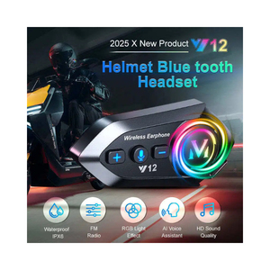 Casque de moto sans fil Y12, casque de moto avec microphone intégré, 1000 mAh, autonomie ultra longue, étanche, mains libres, talkie-walkie pour moto - Product Image 2