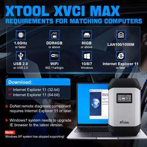 XTOOL XVCI MAX Scanner de diagnostic multi-systèmes, programmation ECU J2534, contrôle bidirectionnel IMMO, CAN FD DOIP - Product Image 2