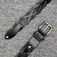 Ceinture noire à motif serpent, déstructurée, en alliage tressé avec boucle ardillon, style punk tendance, pour femme et homme, design unique, style urbain