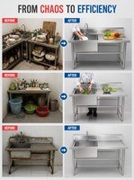 Éviers en acier inoxydable Intlk exceptionnels pour cuisines commerciales, revêtement autonettoyant, finition brossée mate, garantie 3 ans, 800 kg/m