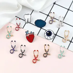 Wholesale Metal Custom Cute Logo Organ Medical Stethoscope Pins Heart Tooth Brain Eye Badges Doctor Nurse Enamel Pin