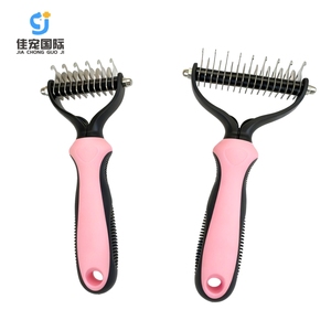 En stock – Nouveau peigne démêlant portable double face en acier inoxydable, ABS et TPR, sûr et doux pour la poils mort des chiens et des chats - Product Image 1