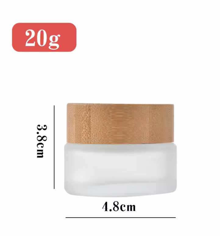 Factory Direct Sale Frosted Glass Bottles Wholesale Cream Cosmetic Jars With Bamboo Lid for Cosmetic Packaging