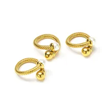 Bague en acier inoxydable torsadée à manchette ouverte, plaquée or avec fausse perle et boule lisse, bijou fantaisie pour le quotidien