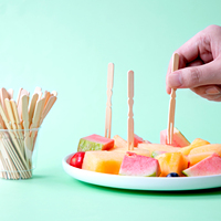 Fourchette à fruits en bambou sculpté biodégradable et compostable, mini-fourchette jetable en bambou écologique pour fruits et desserts