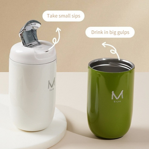 Tazze Termiche in Acciaio Inox con Coperchi, Tazze Termiche per Caffè con Cannuccia, Tazza da Viaggio per Caffè - Product Image 3