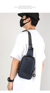 Bolsos cruzados Oxford impermeables para hombre al por mayor con puerto de carga USB, mochila tipo bandolera para viajes de negocios, bolso de pecho de un solo hombro - Product Image 6