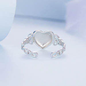 Nouvelle <span class=keywords><strong>bague</strong></span> ouverte en forme de cœur plaquée or blanc, style unisexe, s925, argent, index, bijoux - Product Image 2