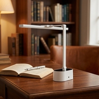 Lampe de bureau LED blanche minimaliste 24W, CRI 95 élevé, protection oculaire, contrôle tactile, intensité réglable, pliable, minuterie réglable pour étudiants