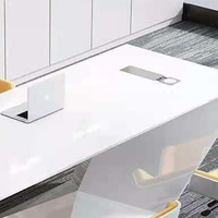 Table de direction blanche pour bureau, mobilier de bureau à domicile, table et chaise de direction, table d'ordinateur incurvée pour PDG