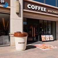 Sculpture de tasse à café en résine pour promotion extérieure, décoration durable sur le thème alimentaire pour café et boutique