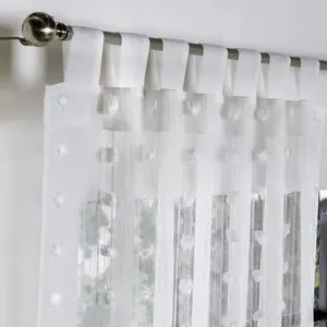 Rideaux Translucides Longs Vianney avec Pompons, Ensemble de 2 Pièces en Chiffon Longueur Totale - Product Image 5