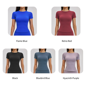 <span class=keywords><strong>T</strong></span>-<span class=keywords><strong>shirt</strong></span> de sport classique polyvalent à col rond NCLAGEN, respirant, léger, pour le printemps, logo personnalisé, manches courtes, coupe ajustée pour femmes - Product Image 3
