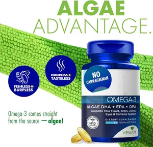 Commercio all'ingrosso OEM Vegan EPA DHA olio di pesce Omega 3 6 9 Softgel capsule di olio di alghe Softgel