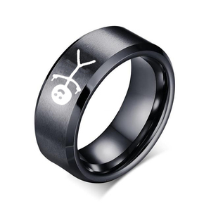 Bague Stickman Doigt d'Honneur Amusante Tendance Simple Hip Hop Fuxk You Doodle pour Homme, Couple, Fête, Nouveaux Cadeaux, Bijoux - Product Image 4