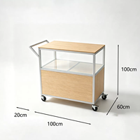 Présentoir mobile en aluminium, contreplaqué et acrylique pour boulangerie et snacks, avec roulettes