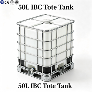 Réservoir IBC 50L en HDPE, acier inoxydable, manutention par chariot élévateur, empilage, haut niveau de sécurité, respectueux de l'environnement - Product Image 1