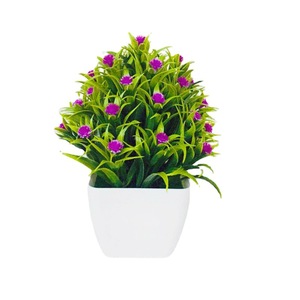 Plante artificielle Qi Xing Bonsaï 17 cm, mini tour en plastique pour décoration intérieure, fleurs de couleur cramoisie, violette, bleue, rose, jaune, blanche - Product Image 5