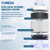 PUREZA PU-T01 RO Purificateur d'eau de comptoir à température réglable sur plusieurs niveaux, distributeur d'eau chaude et froide, système de filtration d'eau