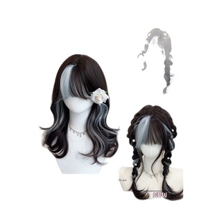 Peluca Larga Rizada de Marca Nacional con Flequillo Lateral, Fibra Kanekalon, Línea de Cabello Natural Completa, Encaje Transparente para Lolita - Product Image 1