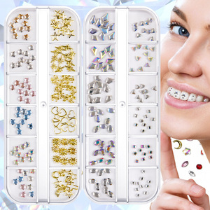 Kit DIY de bijoux dentaires à dos plat, breloques en strass et cristaux pour la décoration des ongles et des dents - Product Image 1