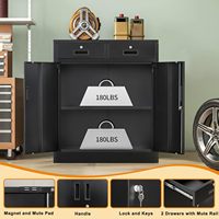 Armoire de rangement métallique verrouillable avec 2 tiroirs et étagère réglable, classeur pour la maison, le bureau ou l'entrepôt