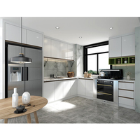 Balancier de cuisine en bois modulaire, meubles de cuisine, blanc, brillant, gros, avec charnière bluetooth, vente en gros