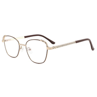 Lunettes optiques de luxe pour femmes, monture en métal sertie de diamants, anti-lumière bleue, écologiques, légères, avec étui pour adultes