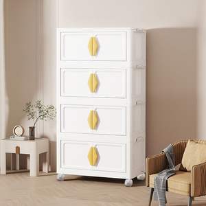 Armoire de <span class=keywords><strong>rangement</strong></span> moderne blanche à 5 tiroirs en plastique avec roulettes Organisateur de commode pour vêtements dans la chambre et le salon - Product Image 3